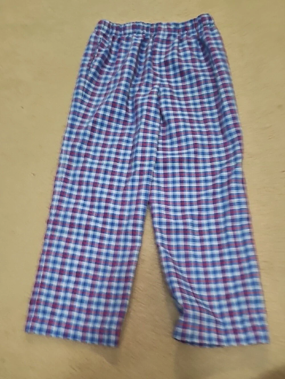 Blue Plaid Men’s Lounge Pants with Drawstring